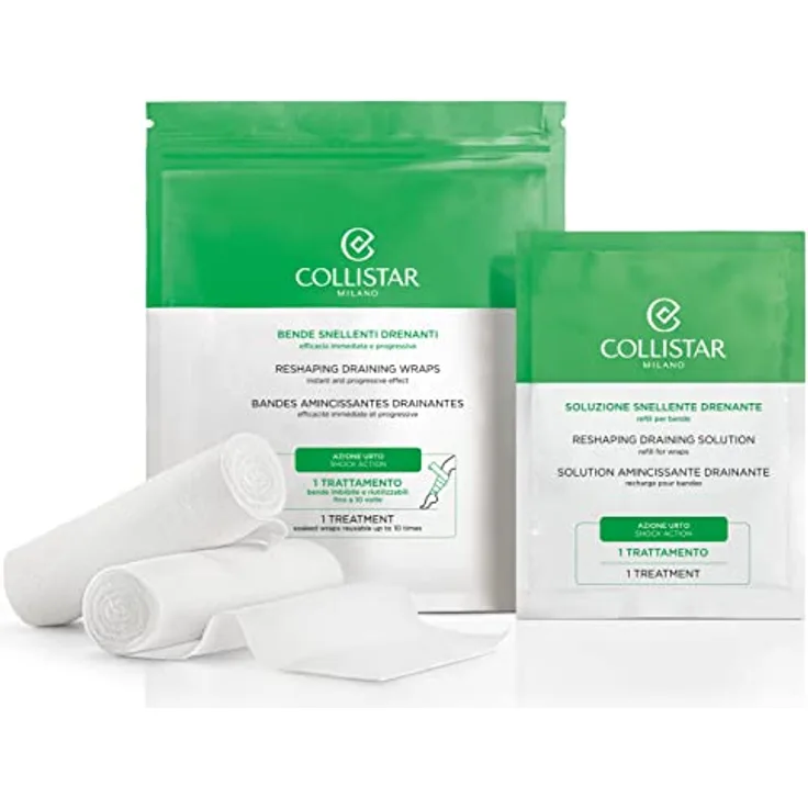 Collistar Entwässernde und entschlackende Wraps, professionelle Heimanwendung, Express-Wirkung gegen Wassereinlagerungen, lokale Fettpolster und Unregelmäßigkeiten, 2x100 ml, Weiß