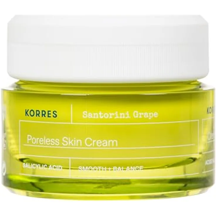 KORRES SANTORINI GRAPE Porenverfeinernde Creme - Glättet, hydratisiert und minimiert Poren, mit Santorini-Traubenextrakt, vegan, 40 ml