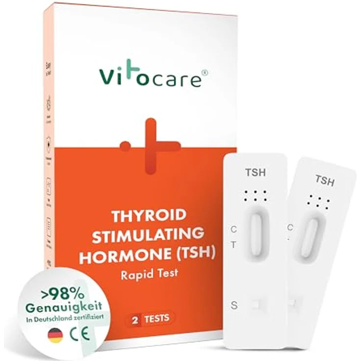 Vitocare TSH-Test 2er-Set, Schilddrüsen-Vorsorge Selbsttest für Zuhause mit schnellen Ergebnissen in 10 Minuten – Bild 1