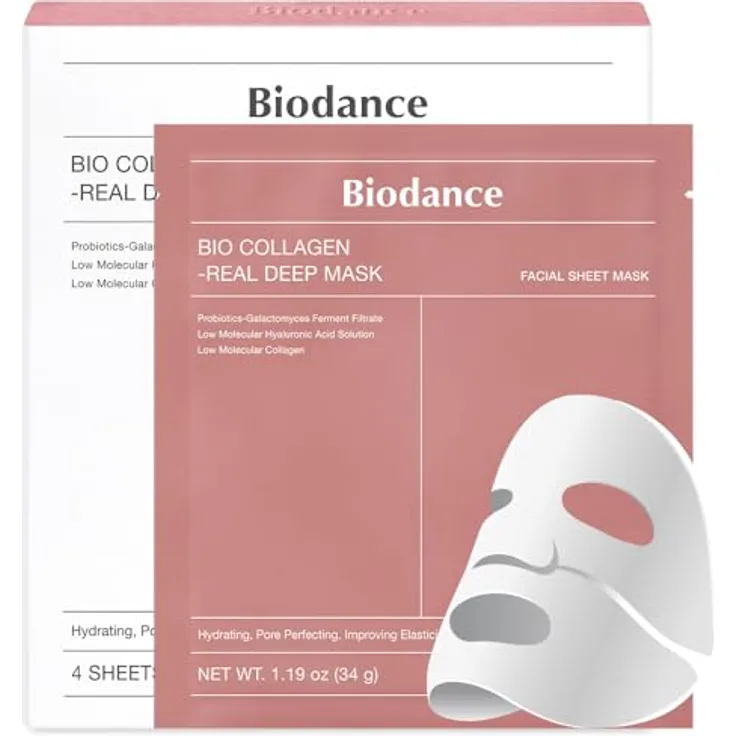 BIODANCE Biodance Bio Collagen Real Deep Mask 34g - Hyaluronsäure für intensive Feuchtigkeit, Kollagen für Anti-Aging & Straffung, Porenverfeinerung, hypoallergen & sanft