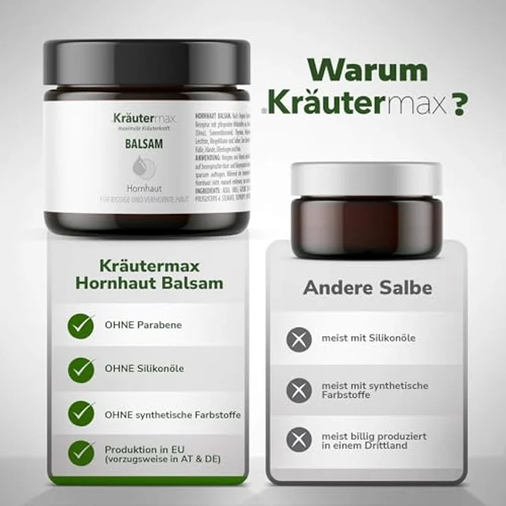 Kräutermax. Hornhaut Balsam 30 ml - Pflegesalbe für stark verhornte und rissige Haut – Bild 3