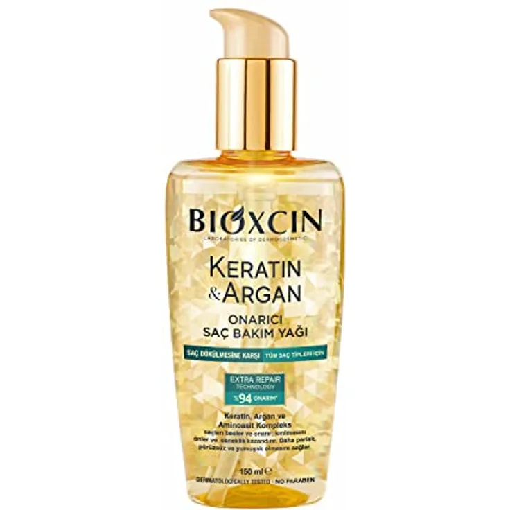BIOXCIN Bioxcin Keratin & Argan Reparierendes Haarpflegeöl 150ml - Tiefenwirksame Pflege für Geschädigtes Haar mit Anti-Frizz Effekt - Für Alle Haartypen
