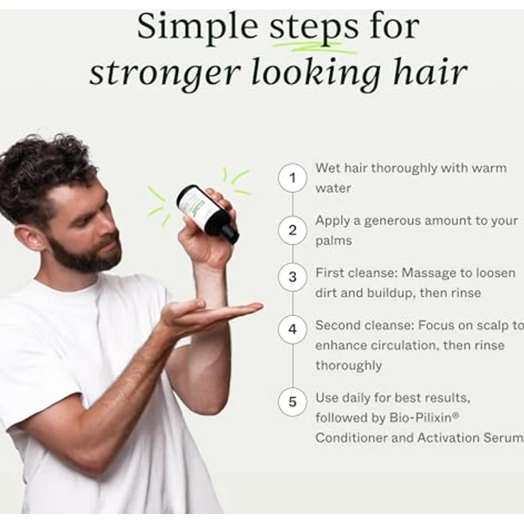 Scandinavian Biolabs Bio-Pilixin® Shampoo+, 250 ml, Natürliches, veganes Pflegeprodukt für Männer mit Eukalyptusduft – Bild 3