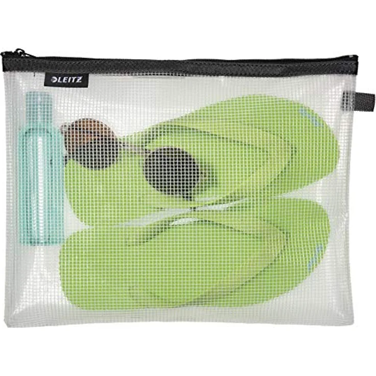 Leitz WOW Reise Zip-Beutel, durchsichtig, Ideal zur Organisation auf Reisen und im Handgepäck, Kosmetiktasche, Groß, 30 x 23 cm, Schwarz, 40260095 – Bild 2