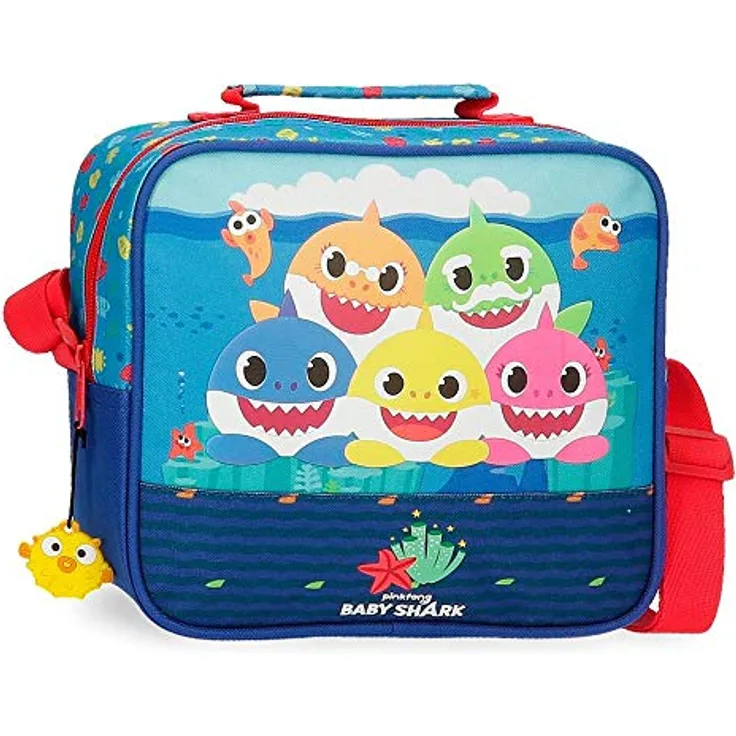 Baby Shark Happy Family Anpassbare Kosmetiktasche mit Schulterriemen Blau 23x20x9 cms Polyester