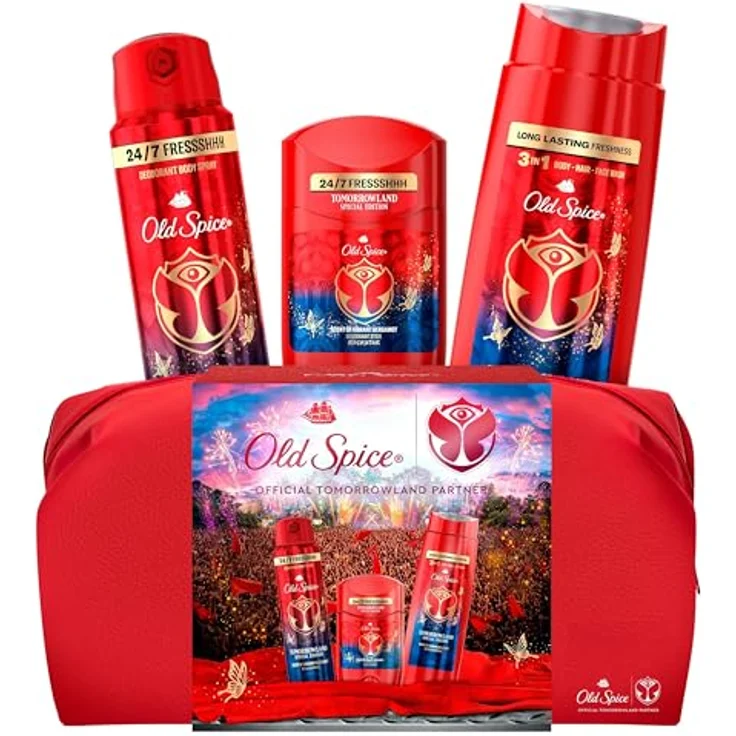 Old Spice Tomorrowland Geschenkset, Sonderedition mit Kulturtasche, Deostick 50 ml, Deospray 150 ml, Duschgel 250 ml, spritziger Zitrusduft – Bild 1
