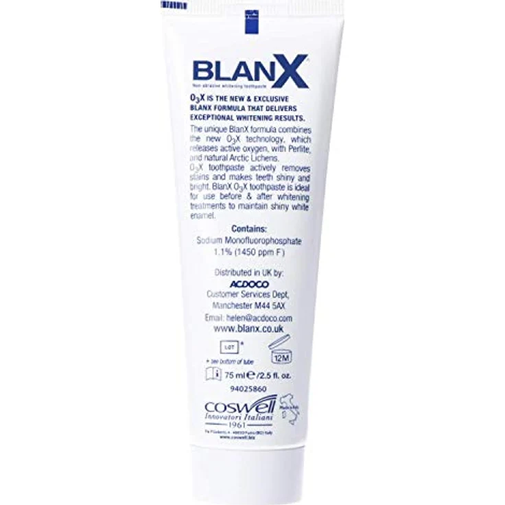 BlanX O3X Toothpaste, natürliche Zahncreme für sanftes Bleichen und Schutz des Zahnschmelzes, 75 ml – Bild 3