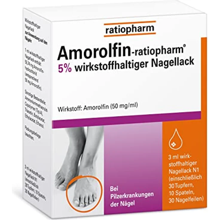 Amorolfin-ratiopharm 5% wirkstoffhaltiger Nagellack: Medizinischer Nagellack - Nagelpilz einfach und bequem loswerden, 3 ml Lösung – Bild 1