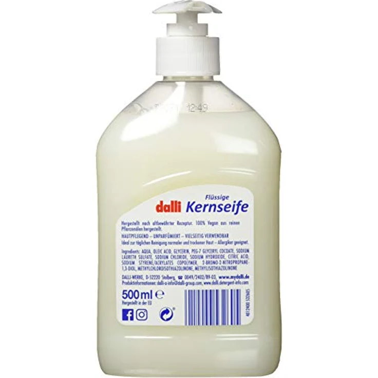 Dalli Flüssige Kernseife, 500 ml parfümfrei seife Haut Pflegend universal (1er-Pack) – Bild 2