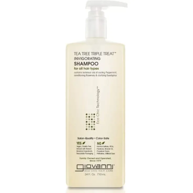 Giovanni Tea Tree Triple Treat Shampoo 710ml, erfrischendes Shampoo mit biologischen Ölen für kräftiges und gepflegtes Haar