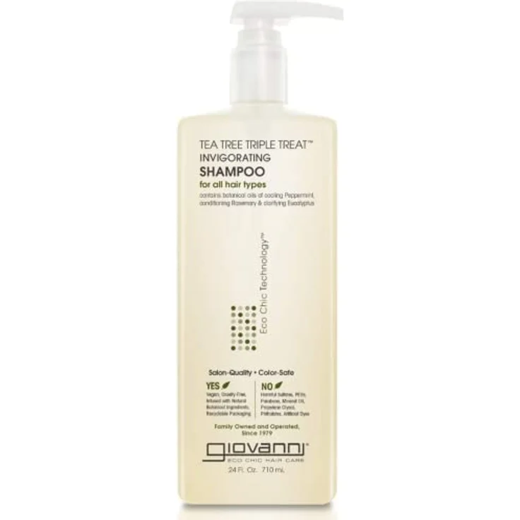 Giovanni Tea Tree Triple Treat Shampoo 710ml, erfrischendes Shampoo mit biologischen Ölen für kräftiges und gepflegtes Haar – Bild 1