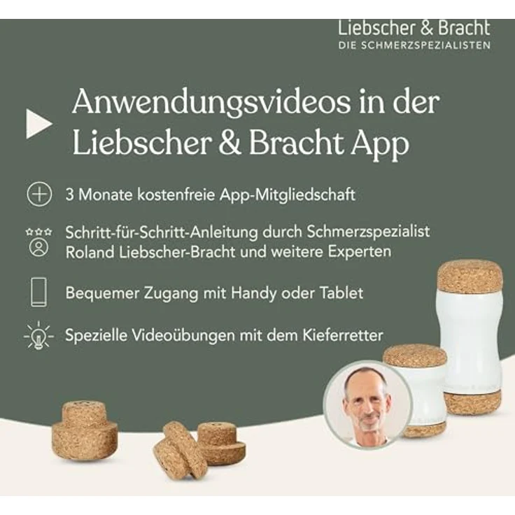 Liebscher & Bracht Kieferretter – gegen Zähneknirschen & CMD, 18 Dehnstufen, inkl. Halter, Korken-Set – Bild 4