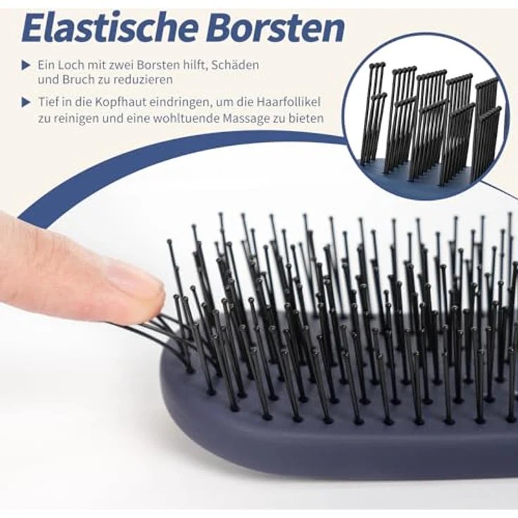 SHINLEA Entwirrende Haarbürste für nasses und trockenes Haar, Föhnen Styling-Haarbürste mit Kugelspitzen, reduziert Haarausfall und beseitigt Knoten – Bild 3