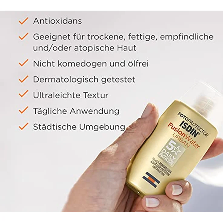 ISDIN Fotoprotector Fusion Water Urban LSF 30 (50ml) | Ultra-leichter Lichtschutz für den täglichen Gebrauch in städtischer Umgebung – Bild 4
