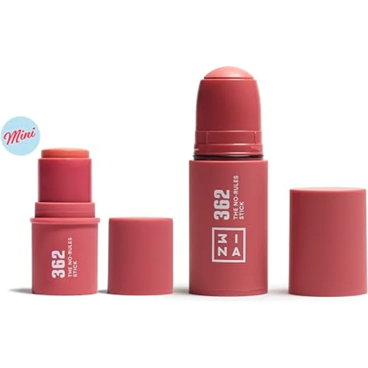 3INA The No Rules Stick Mini Blush, cremiger Multitasking-Stift für Augen, Lippen und Wangen, 3,5 g, Farbe PINK – Bild 3