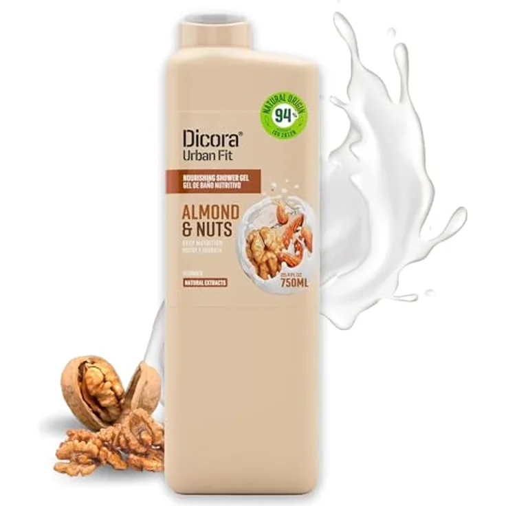Dicora UrbanFit Shower Gel Vitamin B, Duschgel mit Nuss- und Mandelmilch-Extrakt, 750 ml, cruelty-free