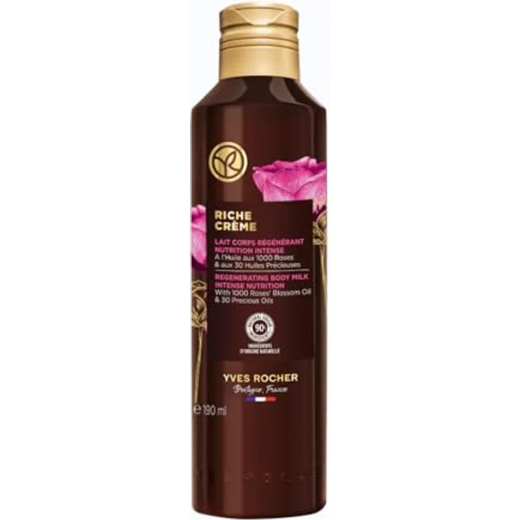 Yves Rocher RICHE CRÈME Argan & Rose Regenerierende Körpermilch, 190 ml mit 30 kostbaren Ölen und schnell einziehender Textur – Bild 1