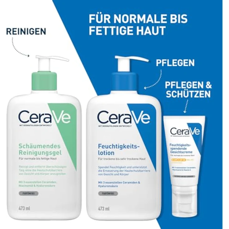 CeraVe schäumendes Reinigungsgel 473 ml für normale bis fettige Haut, reinigt ohne die Hautschutzbarriere anzugreifen – Bild 7