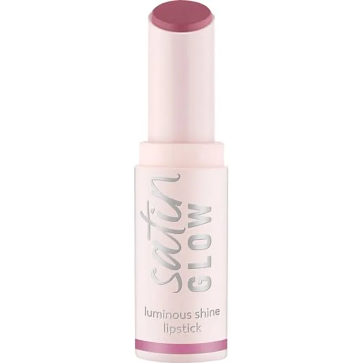 essence satin GLOW Luminous Shine Lipstick, Nr. 04, violett, strahlend, farbintensiv, vegan, 1er Pack (3.5g)