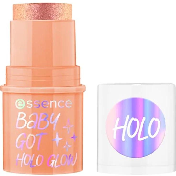 essence BABY GOT HOLO GLOW highlighter stick, Nr. 10, Mehrfarbig, holographischer pfirsichähnlicher Schimmer, vegan, ölfrei, 1er Pack (5g) – Bild 1