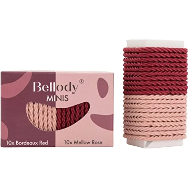 Bellody® Minis - Kleine Mini Haargummis für stylische Flechtfrisuren & kleine Zöpfe (20 Stück - Rose/Rot) - Damen Haargummis in verschiedenen Farben – Bild 1
