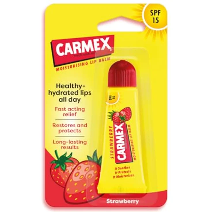 Carmex Strawberry Lindernder Lippenbalsam In Der Tube Mit Erdbeeraroma Spf15 10 g Für Frauen – Bild 7