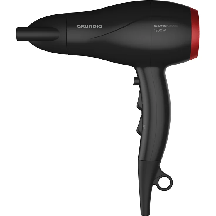 Grundig Haartrockner HD 1800, Föhn mit 1800 W, drei Temperatur- und zwei Luftstromstufen, haarschonende Keramikbeschichtung, abnehmbares Lufteinlassgitter