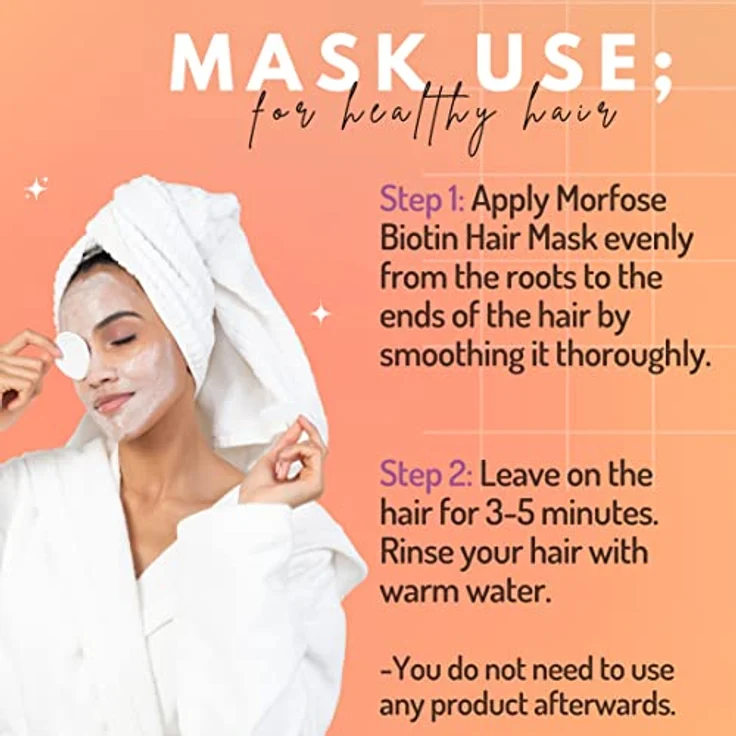 Morfose Biotin Hair Mask 500ml, Haarpflegemaske für volles und kräftiges Haar, revitalisierendes Biotin, geeignet für alle Haartypen – Bild 4