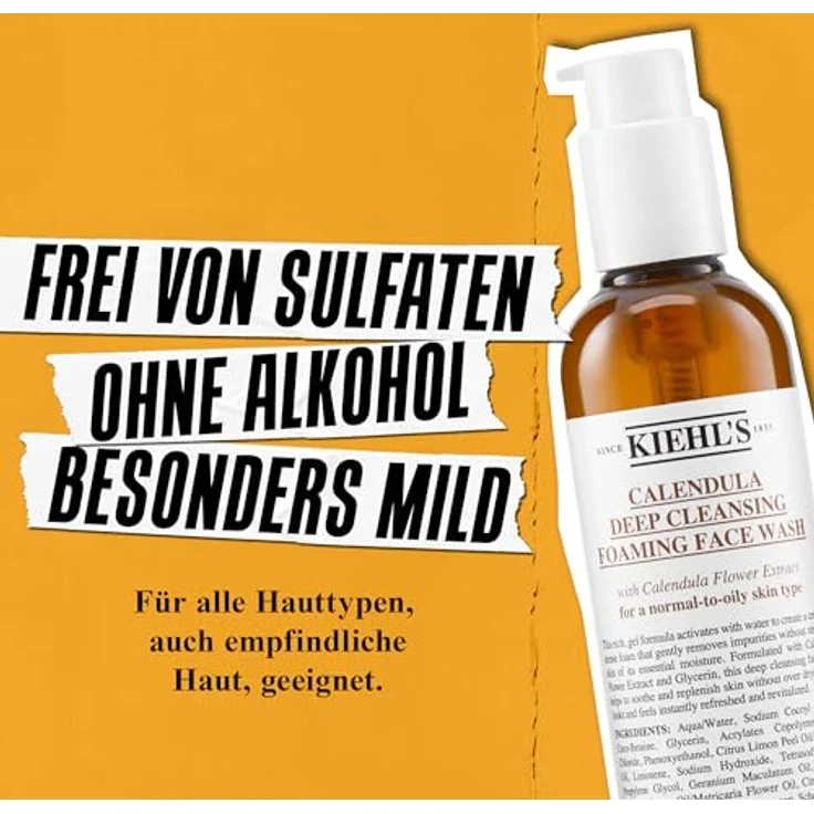 Kiehl's Calendula Deep Cleansing Foaming Face Wash, für Damen und Herren, 500 ml – Bild 4