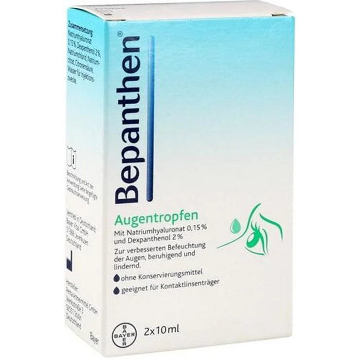 Bayer Vital GmbH Bepanthen Augentropfen 20ml, feuchtigkeitsspendend mit Hyaluronsäure und Dexpanthenol, ohne Konservierungsstoffe