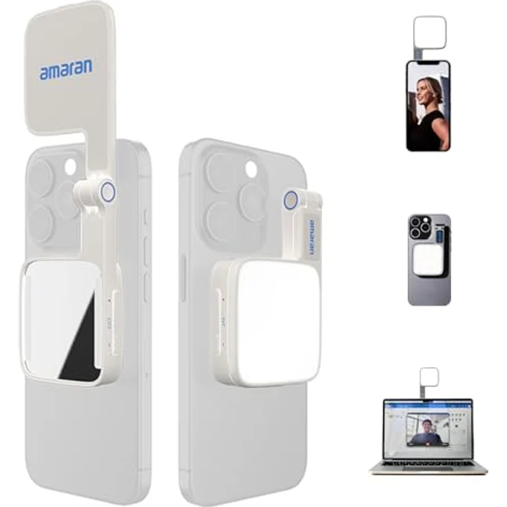 Amaran Go, Tageslichtlampe mit MagSafe-Kompatibilität, innovativem Klappdesign und Dimmmechanismus, weiß – Bild 1