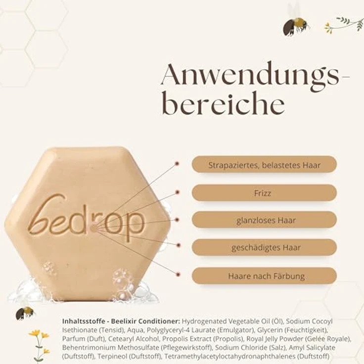 bedrop Beelixir Conditioner mit Gelée Royale & Propolis, 65g, fester Conditioner – Bild 4