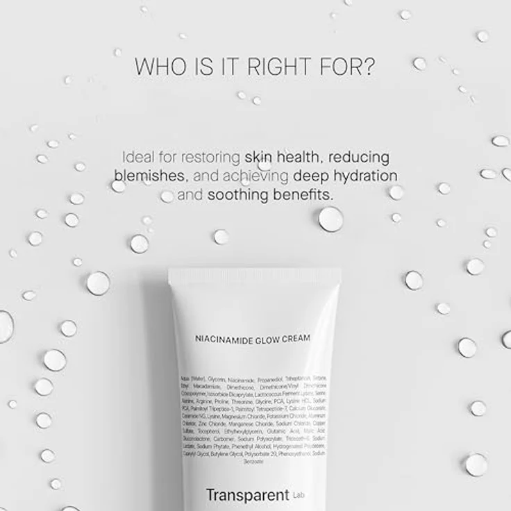 Transparent Lab Niacinamide Glow Cream 50 ml, Gelcreme mit 5% Niacinamid zur Aufhellung und Verbesserung des Hauttons, feuchtigkeitsspendend – Bild 5