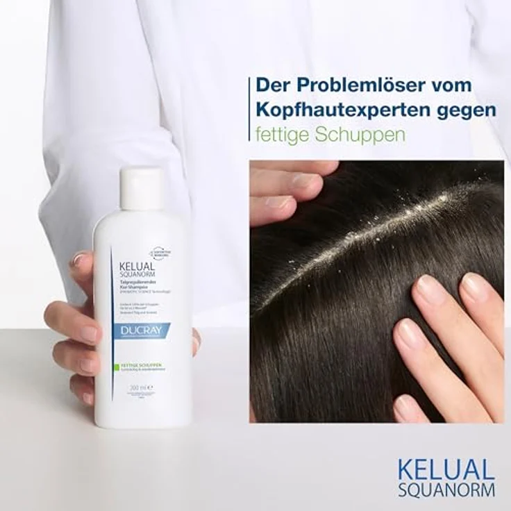 Ducray KELUAL SQUANORM, Anti-Schuppen Kur-Shampoo, talgregulierende Haarpflege bei fettigen Schuppen und juckender Kopfhaut, klinisch getestet, 200 ml – Bild 2