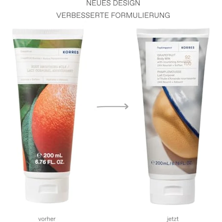 Korres Grapefruit Bodylotion, feuchtigkeitsspendend, 200 ml, vegan, für geschmeidige Haut – Bild 2