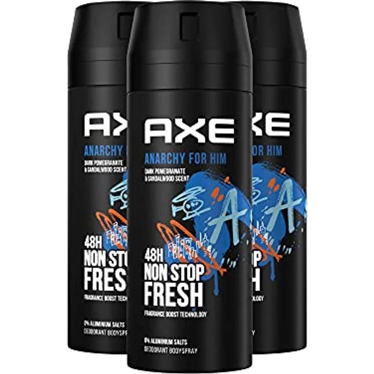 Axe Anarchy Bodyspray & Deospray Herren 3er Pack ohne Aluminiumsalze 48h unwiderstehliche Frische (3 x 150 ml) – Bild 1