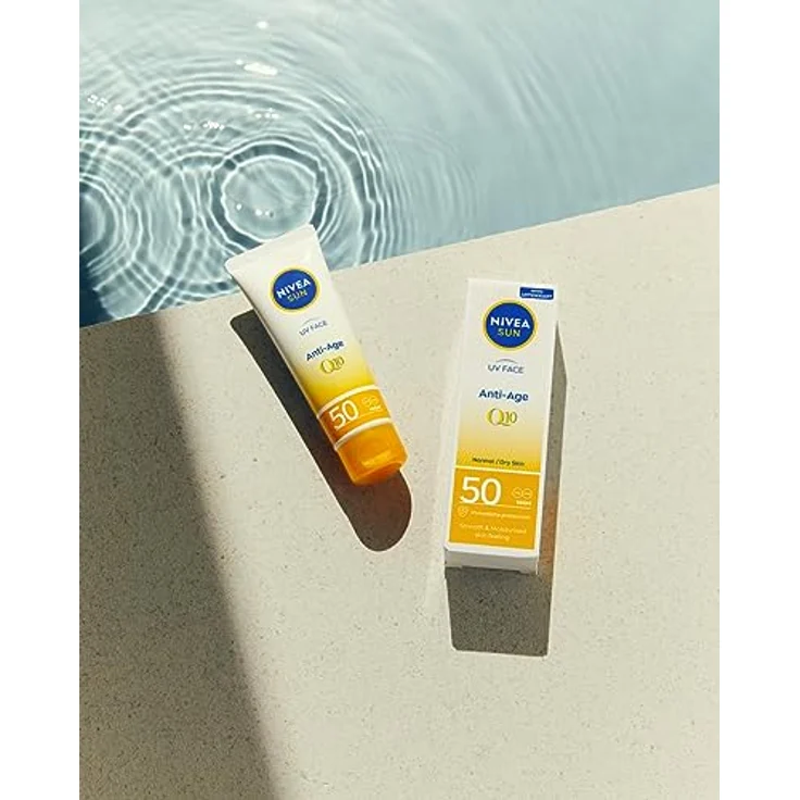 NIVEA UV Face SPF50 Q10 Anti-Age, 0% weiße Rückstände (50 ml), Q10 Sonnencreme für das Gesicht, UV-Gesichtscreme, Anti-Aging-Creme mit SPF50, Verpackung kann variieren – Bild 5