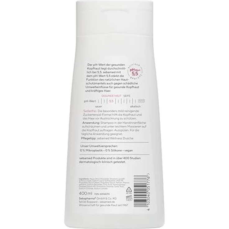 Sebamed Every-Day Shampoo 400 ml, seifenfreies Haarshampoo für empfindliche Kopfhaut, pH 5,5, für alle Haartypen geeignet – Bild 2