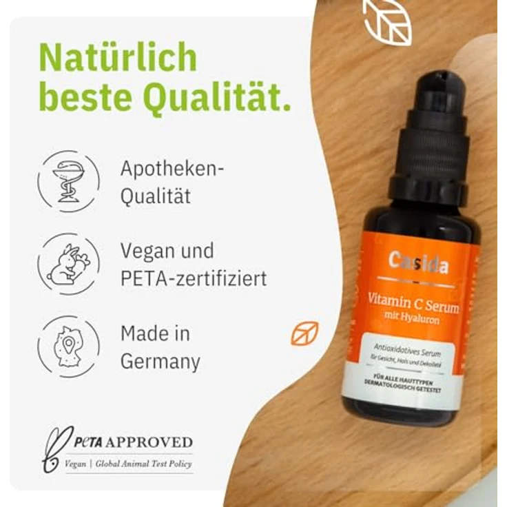 Casida Produkte Casida Produkte Vitamin C Serum + Hyaluron Anti-Aging Pflege 30 ml – Bild 4