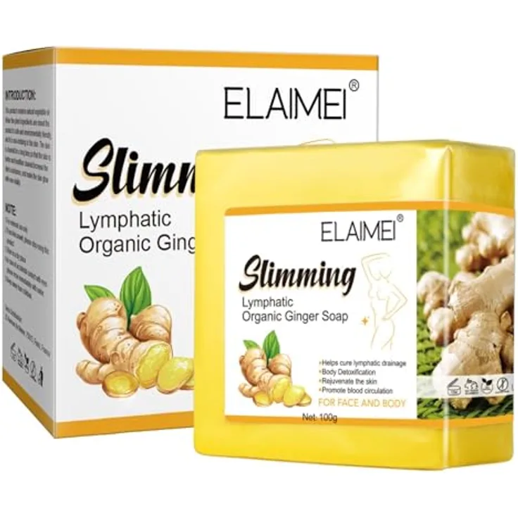 P-Beauty Ingwer Kojisäure-Seife, Naturseife mit Ingwer-Extrakt, Olivenöl & Sheabutter, 100g – Für glatte Haut, geeignet für Gesicht & Körper