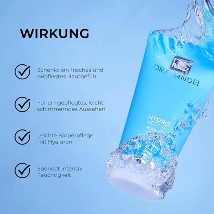 DR. GRANDEL Hydro Active Hyaluron Body Moisturizer, 150 ml, intensive Feuchtigkeitspflege mit Squalan und Algen-Meerwasser-Komplex – Bild 2