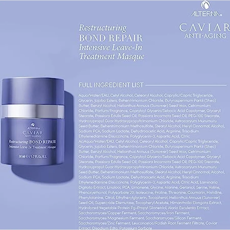 Alterna Caviar Bond Repair Leave In Treatment Masque für strapaziertes Haar, 50 ml - Intensive Feuchtigkeit, Regenerierende Inhaltsstoffe, Elastizität und Glanz, Haarstruktur reparierend, Haarbruch verhindernd – Bild 2
