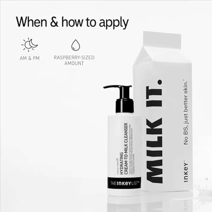 The INKEY List Hydrating Cream-to-Milk Cleanser 180ml, mit 5% Reis Milch & Hyaluronsäure, sanfte Reinigung, nicht austrocknend, feuchtigkeitsspendend, veganfreundlich – Bild 4