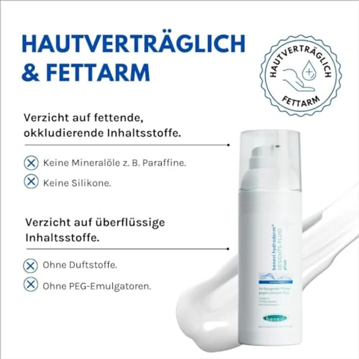 beneví hydroderm Gesichts-Fluid plus 50 ml für unreine, zu Akne neigende Haut ohne Entzündungszeichen. Leichte, lipidarme Pflege mit Milchsäure, Salicylsäure und Nicotinamid. – Bild 3