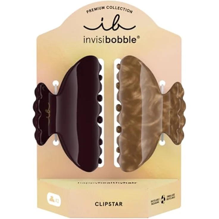 invisibobble Clipstar Premium Cocoa Haze, Haarklammer Damen in warmem Braun, 2er Set, haarschonend ohne Abdruck für dickes & feines Haar, Größe M – Bild 1