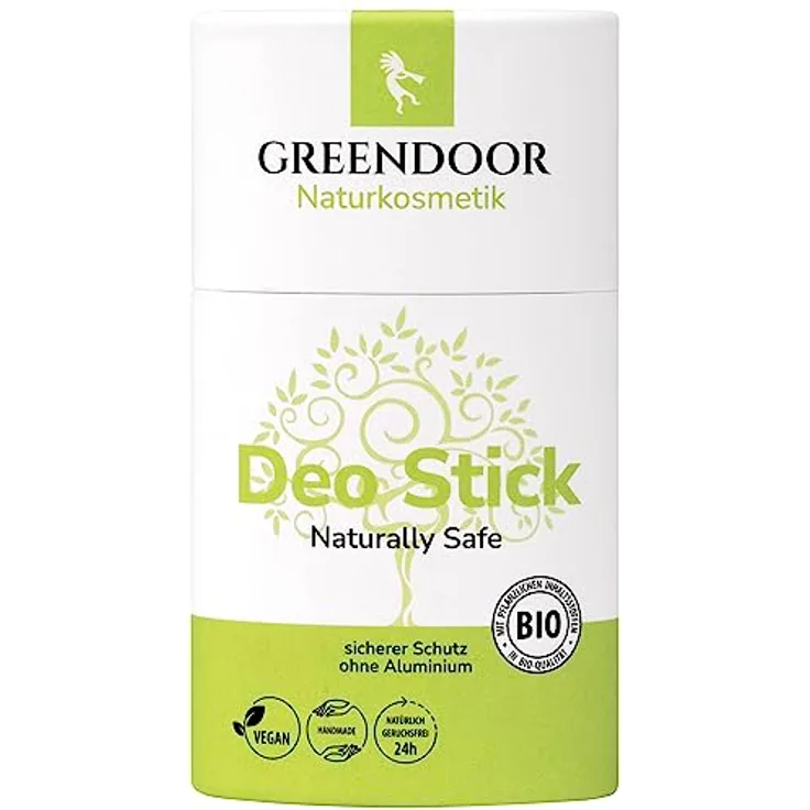 GREENDOOR Deo Stick naturally safe 50g, festes Deodorant mit frischem Duft, Bio Deostick ohne Aluminium, unisex herren woman männer Deostift, vegan natürlich, plastikfrei