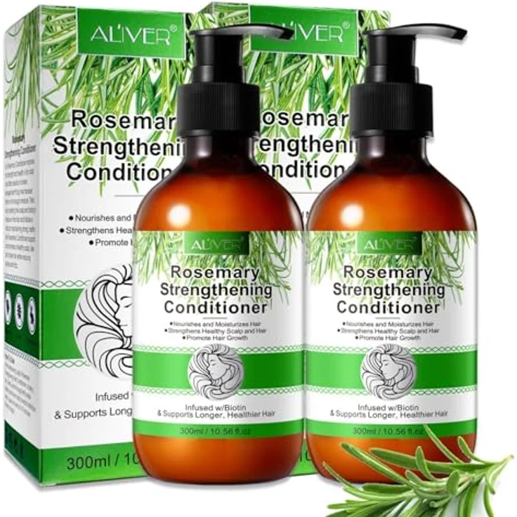 P-Beauty Rosmarin Conditioner 2x300ml, sanfte Spülung für geschädigtes & trockenes Haar, fördert Haarwachstum, enthält Aloe Vera, Rosmarin Mint Aroma – Bild 1