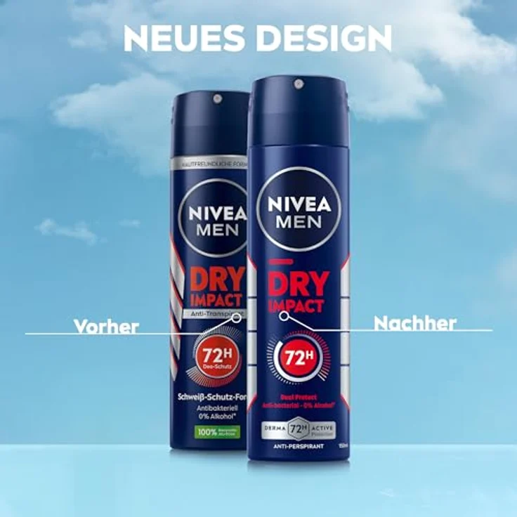 NIVEA MEN Dry Impact Deo Spray, Antitranspirant mit 72h Schutz, alkohol- und farbstofffreies Deodorant, 150 ml – Bild 5
