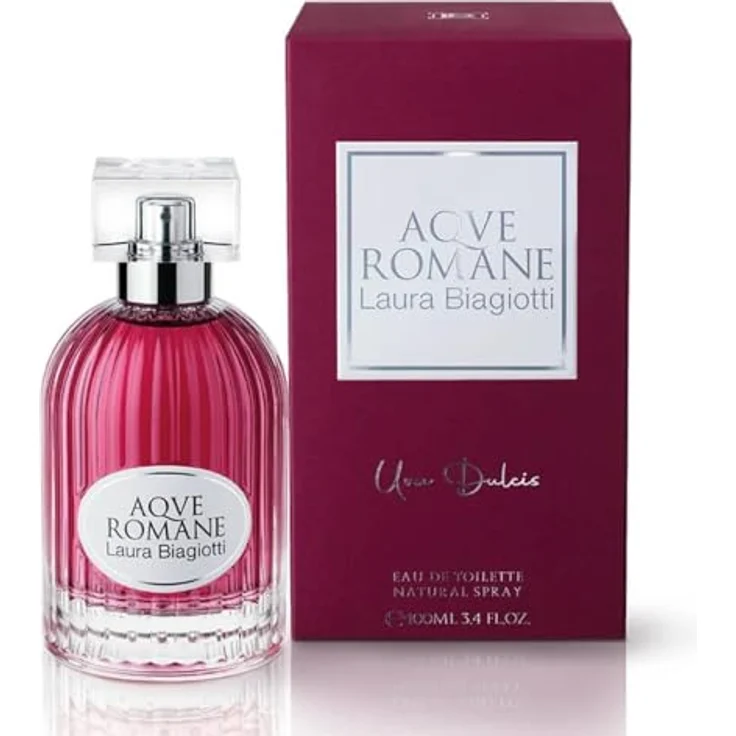 Laura Biagiotti Aqve Romane Uva Dulcius, Eau de Toilette Spray für Damen, fruchtiger Blumenduft, 100 ml, rosafarbenes Glasdesign – Bild 1