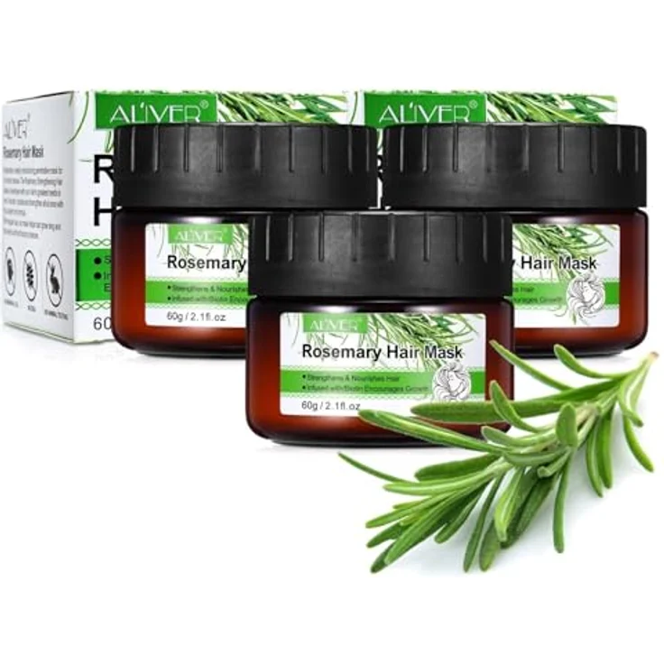 P-Beauty Rosmarin Haarmaske Set 3x60g - Intensive Haarkur für trockenes, krauses & gefärbtes Haar | Bio & vegan, Anti-Spliss, nährend und hydratisierend – Bild 1